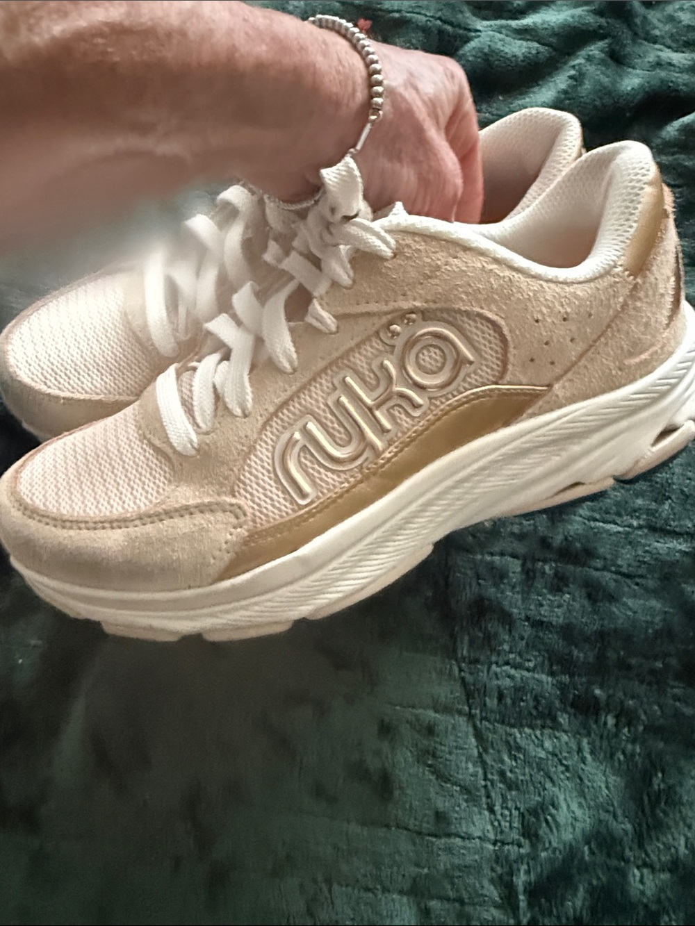 Ryka Cream and Gold Platform Sneakers